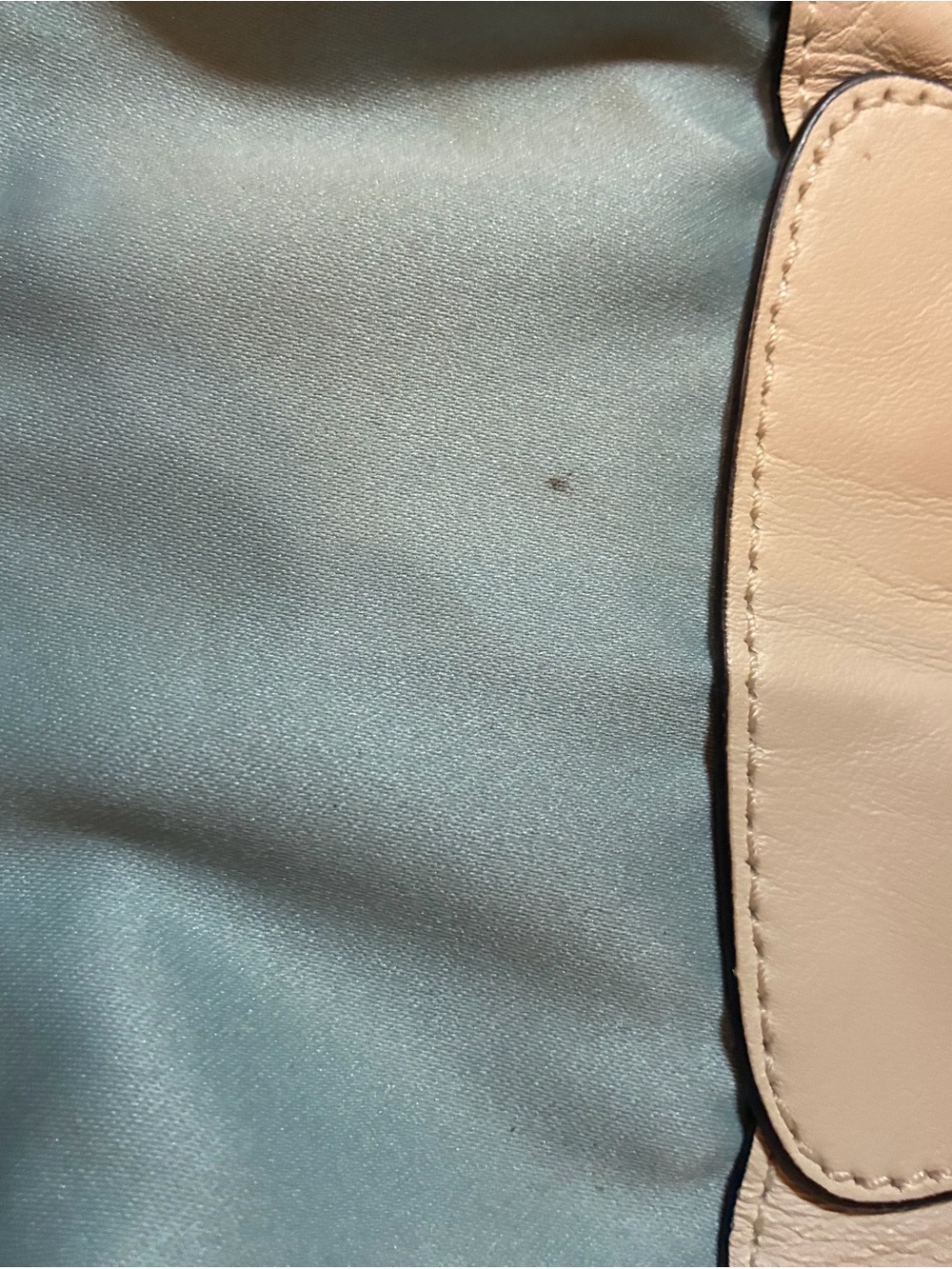 White Coach Leather baby blue satin inside w/ Buckle-Front Shoulder Bag - Picture 9 of 13